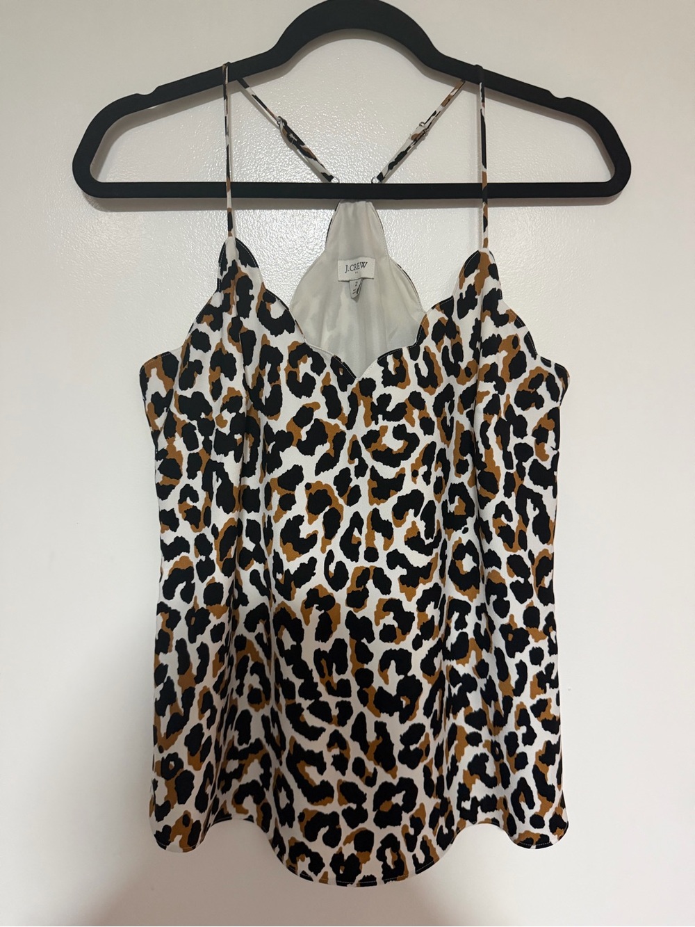 J. Crew Leopard Print Spaghetti-Strap Cami in White, Black & Tan